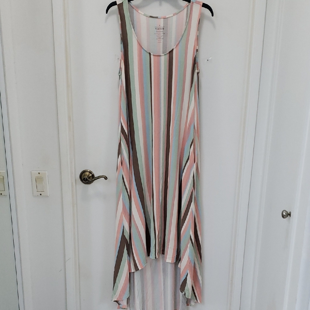 〰️Torrid〰️ Striped Maxi Jersey Hi Low Dress 1X - Picture 4 of 8